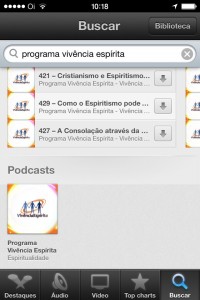 resultado da busca dentro do aplicativo Podcast